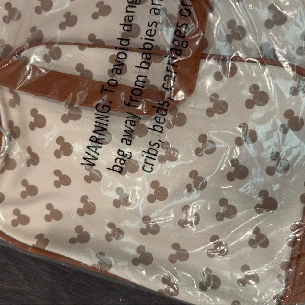 NWT Disney Mickey Mouse Tote Duffel Bag - Brown and Cream
